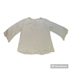 C Est 1946 Women XL Blouse NWT Ivory Floral Lace Flowy Business Office Wedding